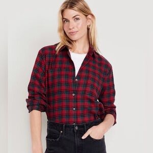 *LIKE NEW* Old Navy Red and Green Plaid Oversized Boyfriend Shirt